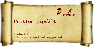 Prikler Lipót névjegykártya
